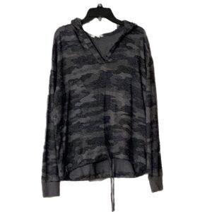 Lucky brand Women’s Boho Soft Navy Blue Camouflage Hoodie Sweatshirt Size Small
